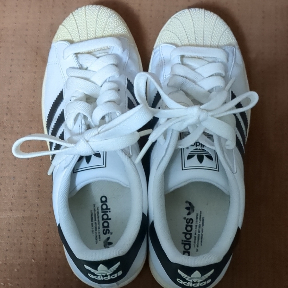 Adidas White and Black Shell Toe Sneakers
